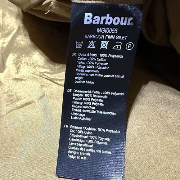 Barbour Finn Quilted Gilet Vest Mens Size L Large Full Zip Corduroy Collar - Picture 7 of 11